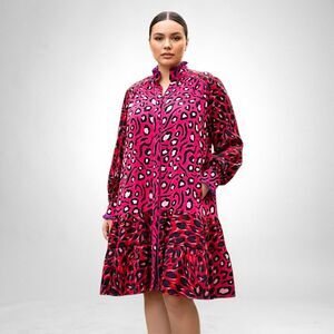 FATE Mixed Animal print Button Down Red and Pink Dress, NWT! Size 1X